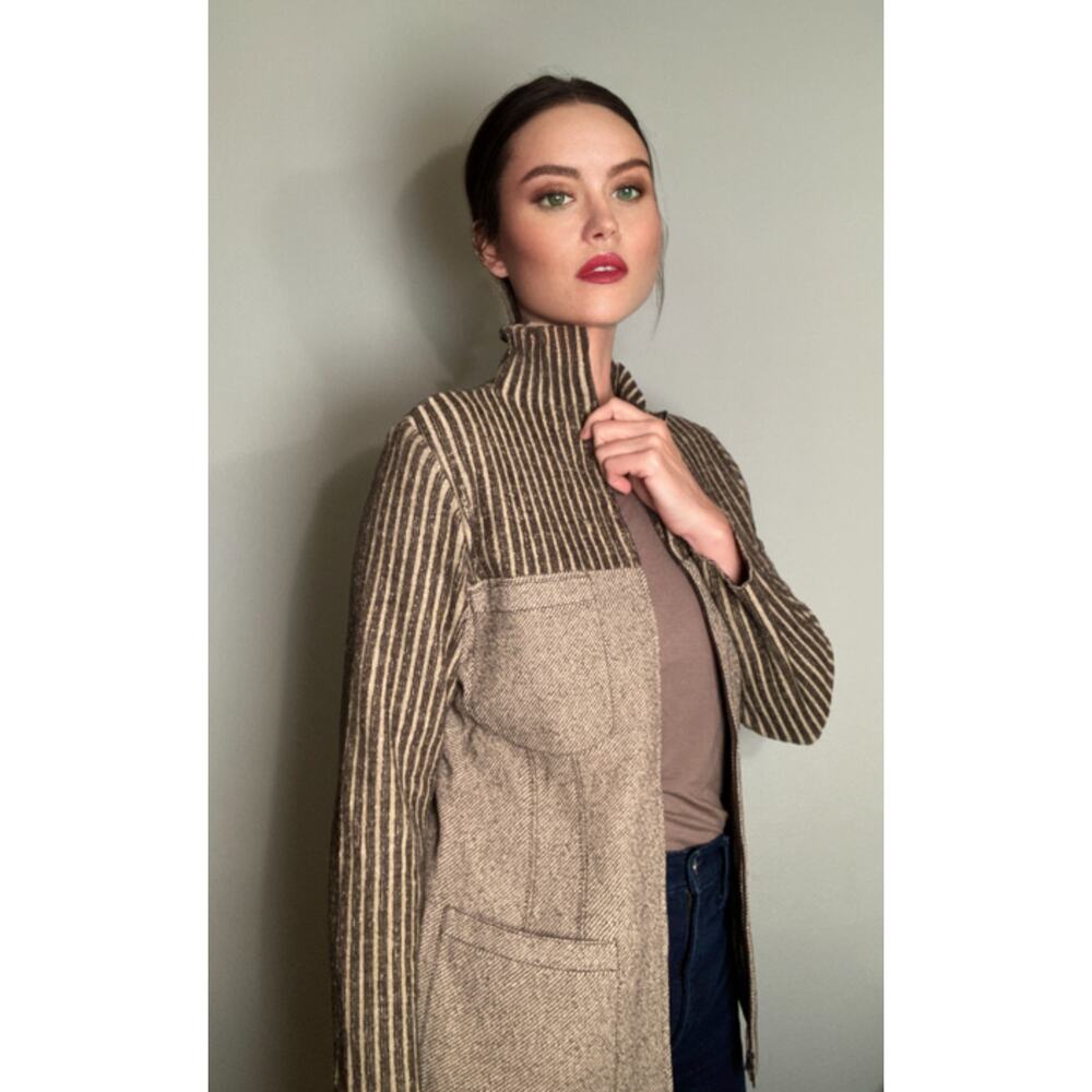 Valentino Vintage 70s Jacket Wool Blend Tweed & Knit ~ So Groovy ~ Sz 14